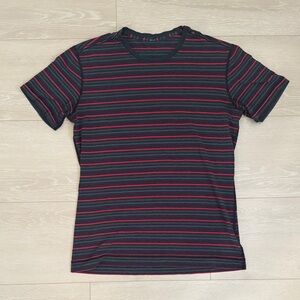 lululemon athletica Striped Gray Blue and Red Tee